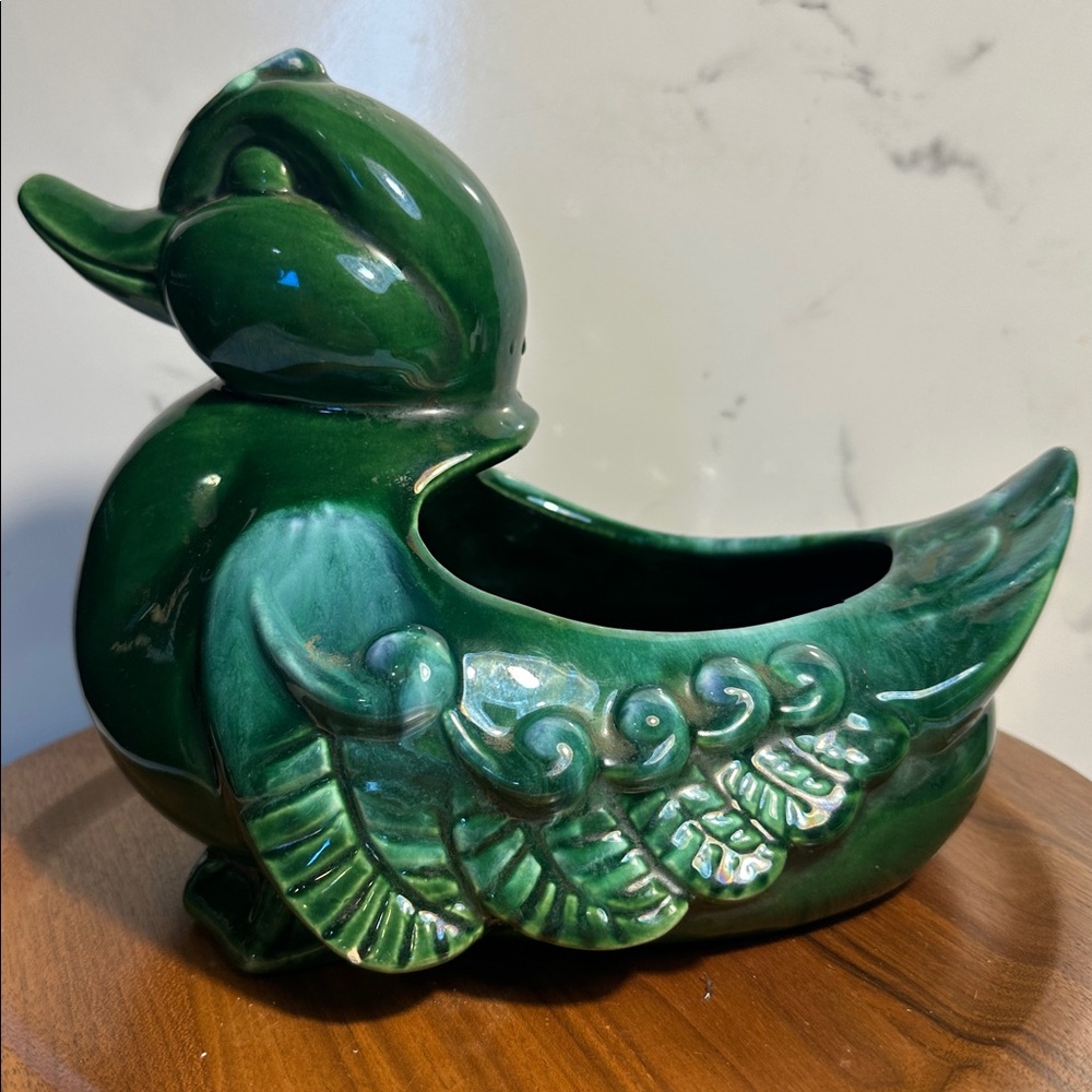 Green Ceramic Duck Planter royal Haegar 10